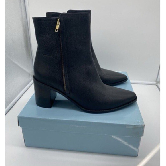 Seychelles Black Leather Boots Sz 11 Women Block Heel Bootie Classic Almond Toe - Picture 2 of 7